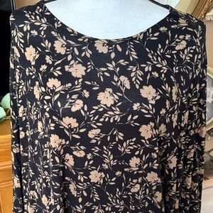 Floral Black and Tan Blouse